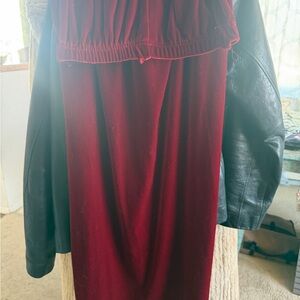 Vintage Velvet Maxi Skirt in Deep Red
